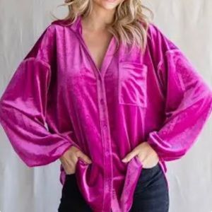Jodifl Magenta Velvet Blouse
